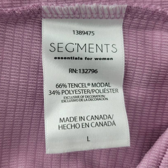 Seg'Ments Tencel Light Lavender Athletic Laying Long Sleeve Top L NWT - Picture 6 of 6